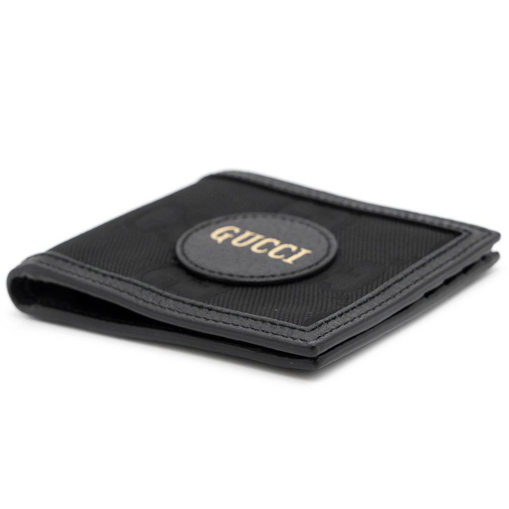 Gucci Gg Wallet Off Leather Grid Black Bifold